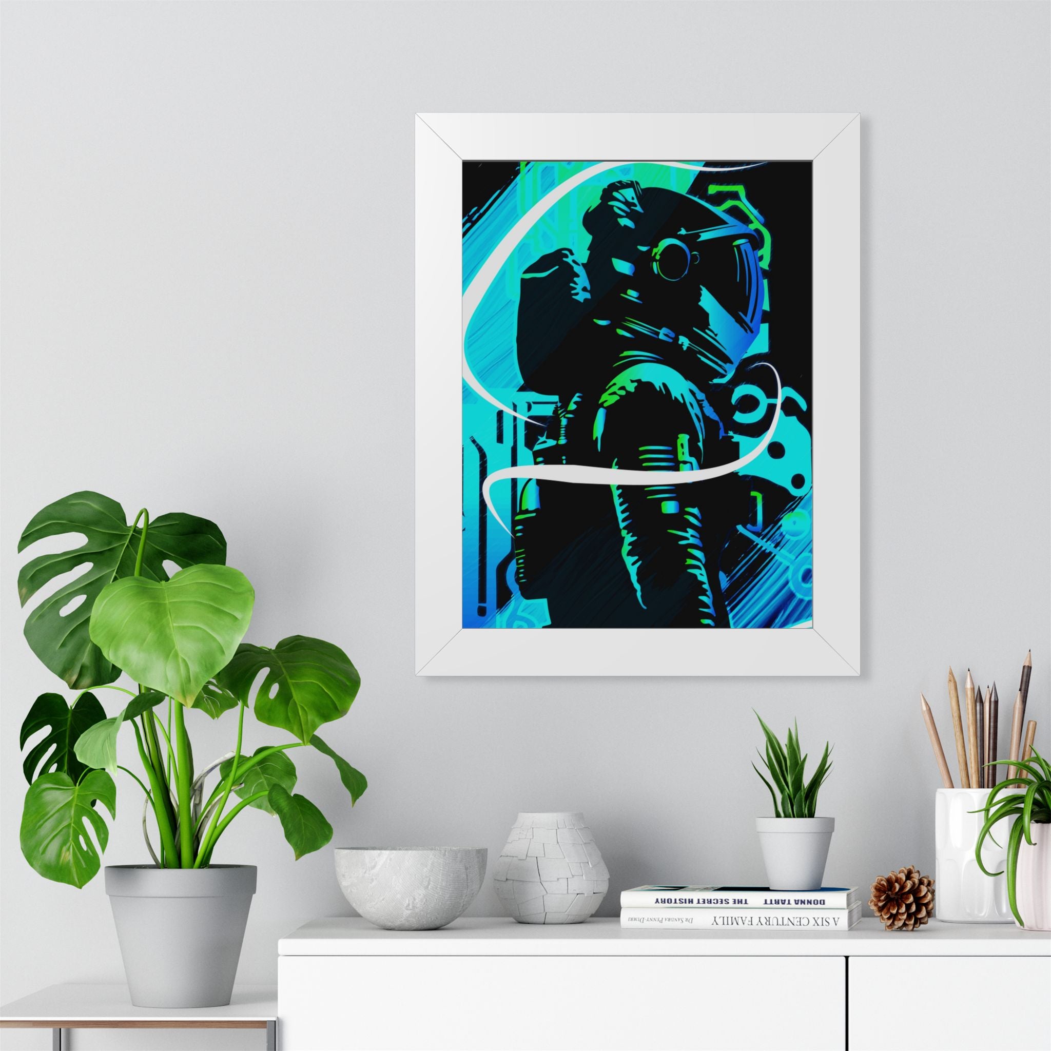 Grunge Paint Blast Framed Poster - Splatter Astronaut Wall Art