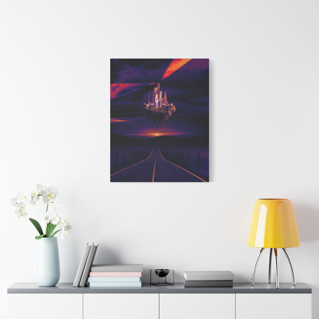 Abandoned City Canvas Wall Art - Sci-Fi Desert Ruins Decor