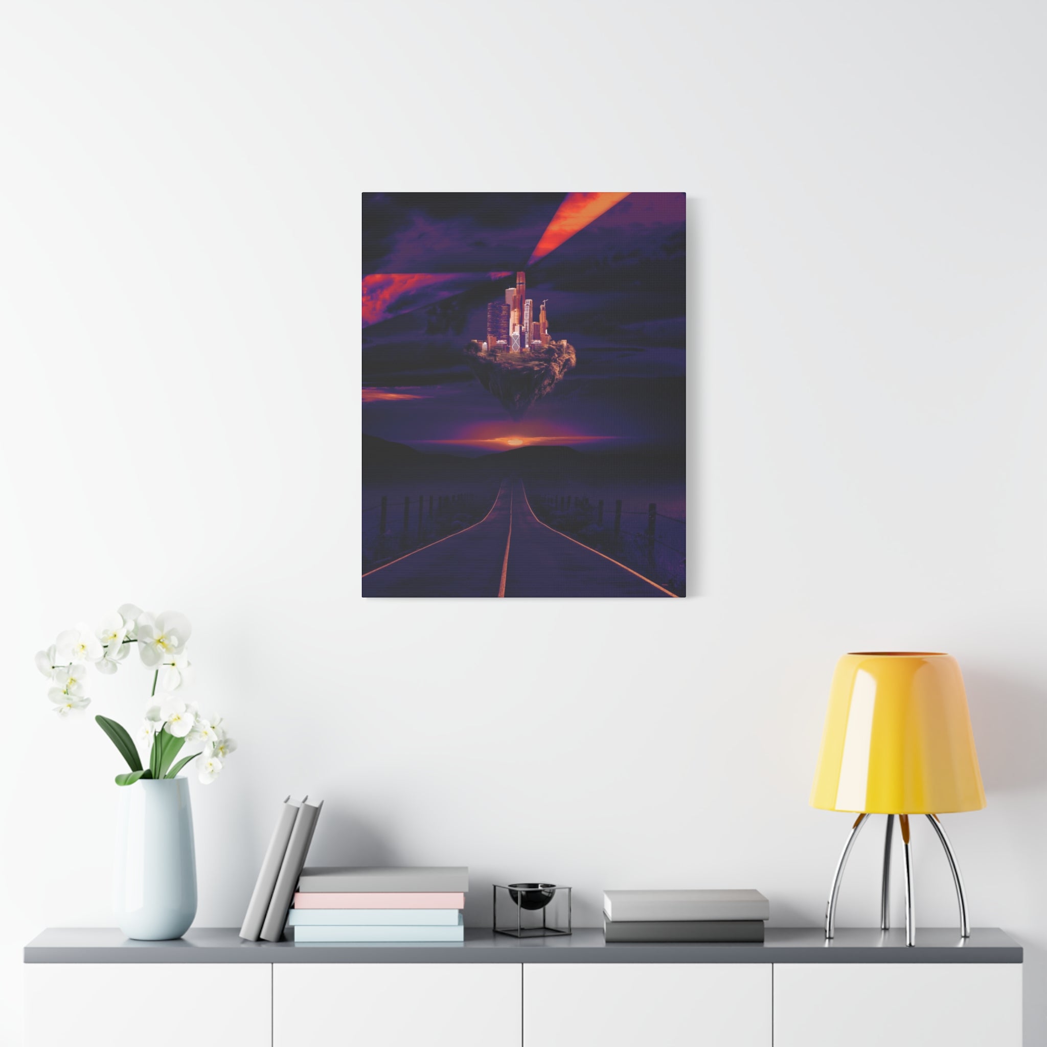 Abandoned City Canvas Wall Art - Sci-Fi Desert Ruins Decor