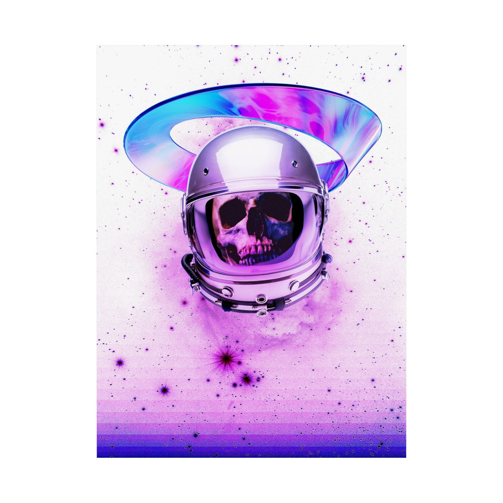 Astronaut Skeleton Skull Poster Print - Neon Space Skull Art