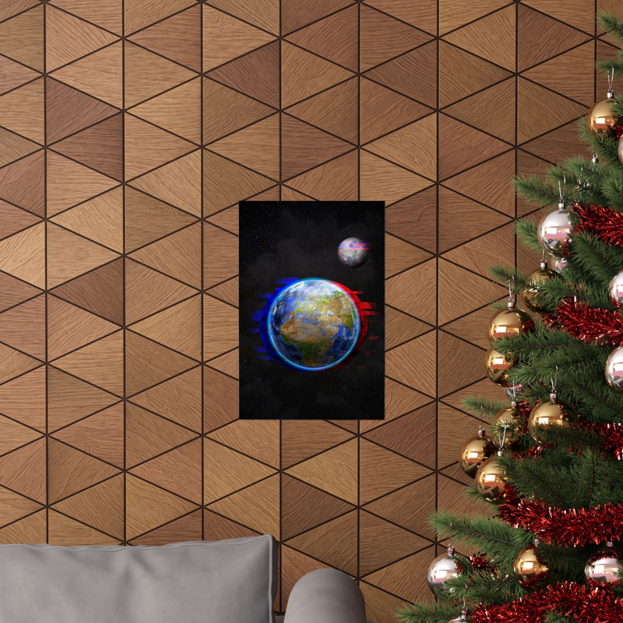 Earth Glitched Poster - Digital Glitch Space Art Print