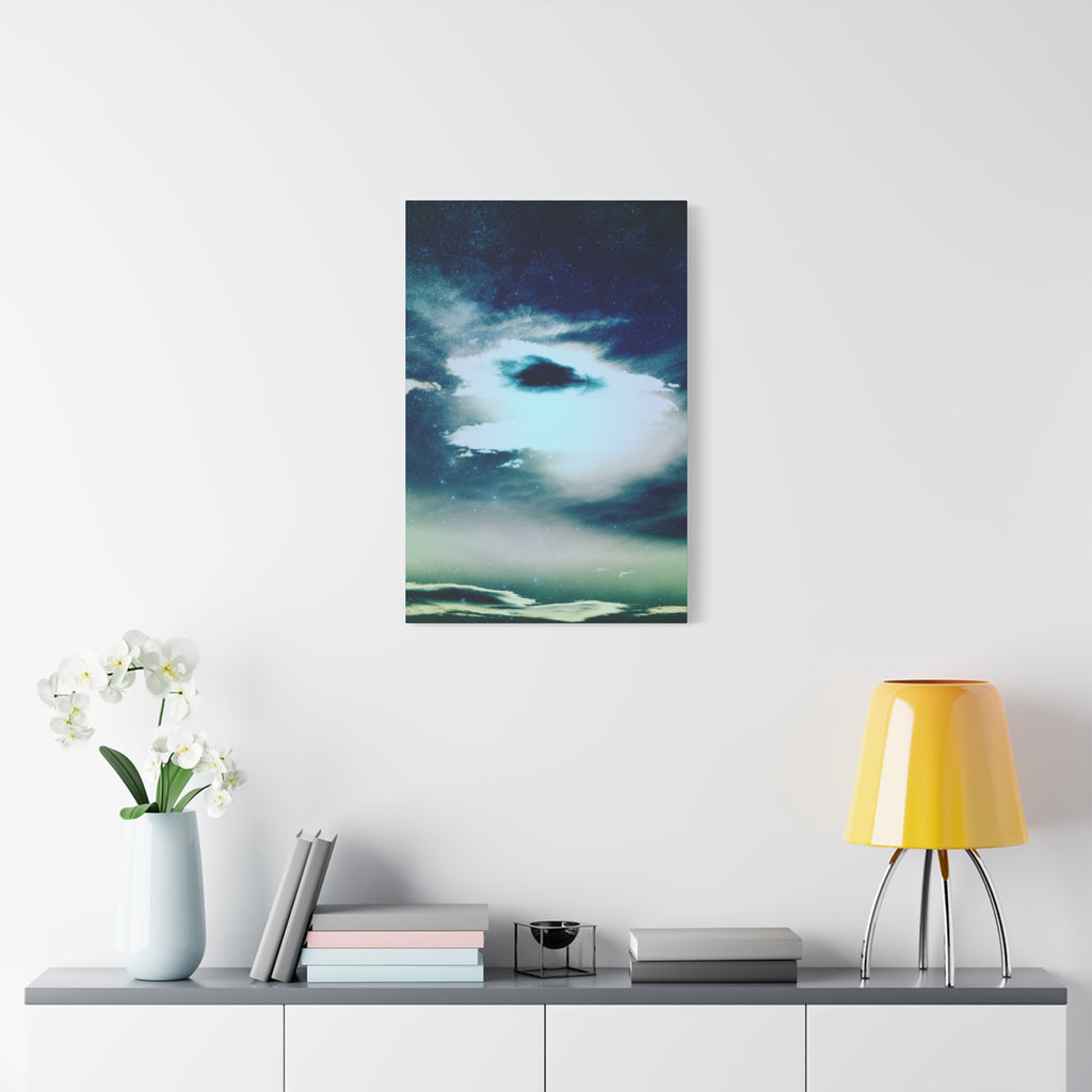 Sunset Space Mountains Canvas Art | Retro Vaporwave Galactic Landscape Wall Decor