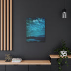 Serene Blue Sunrise Canvas Wall Art - Peaceful Misty Lake Decor