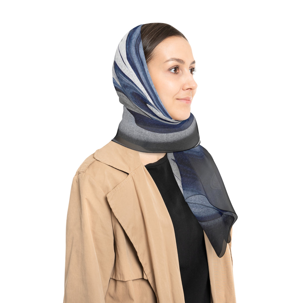 Chrome And Blue Scarf - Swirling Mix Shawl