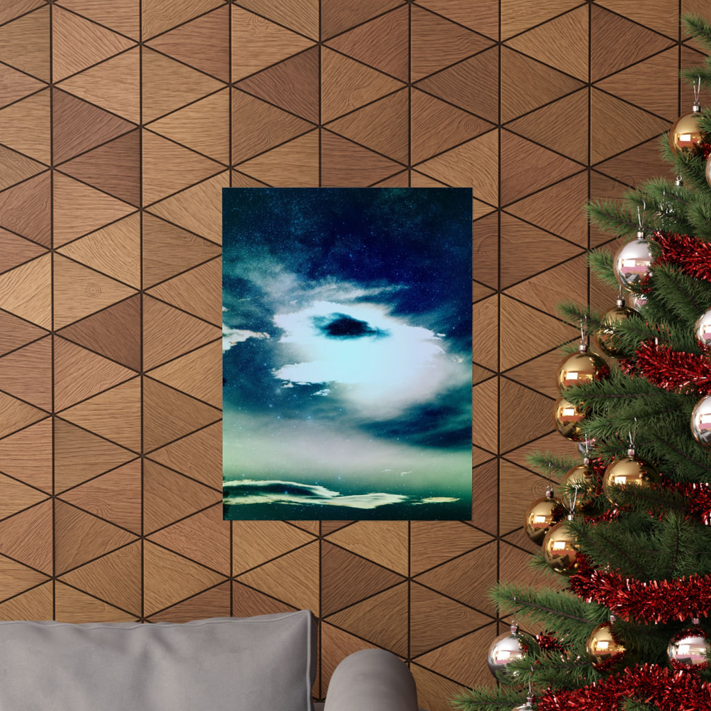 Sunset Space Mountains Matte Poster Print