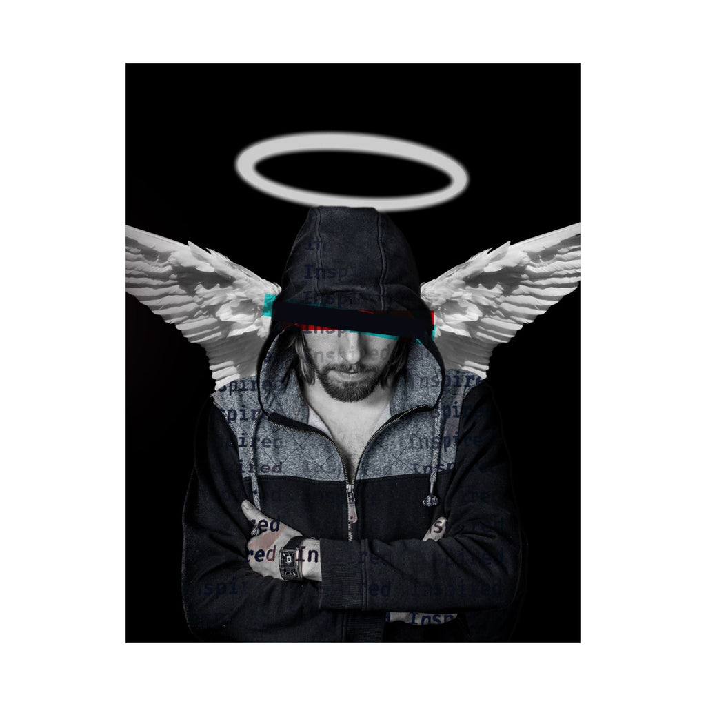 Modern Angel Poster - Black & White Geometric Wings Art Print