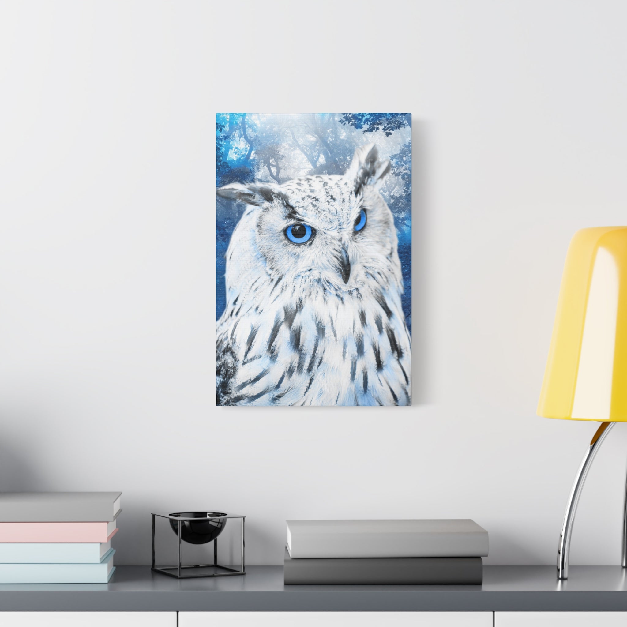 Frost Owl Canvas Wall Art - Winter Animal Fantasy Nature Decor