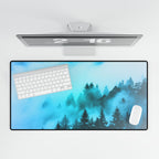 Misty Blue Mountain Fog Mouse Pad - Landscape Desk Mat