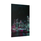 Cyberpunk Harbor Canvas Wall Art - Futuristic Sci-Fi City Decor