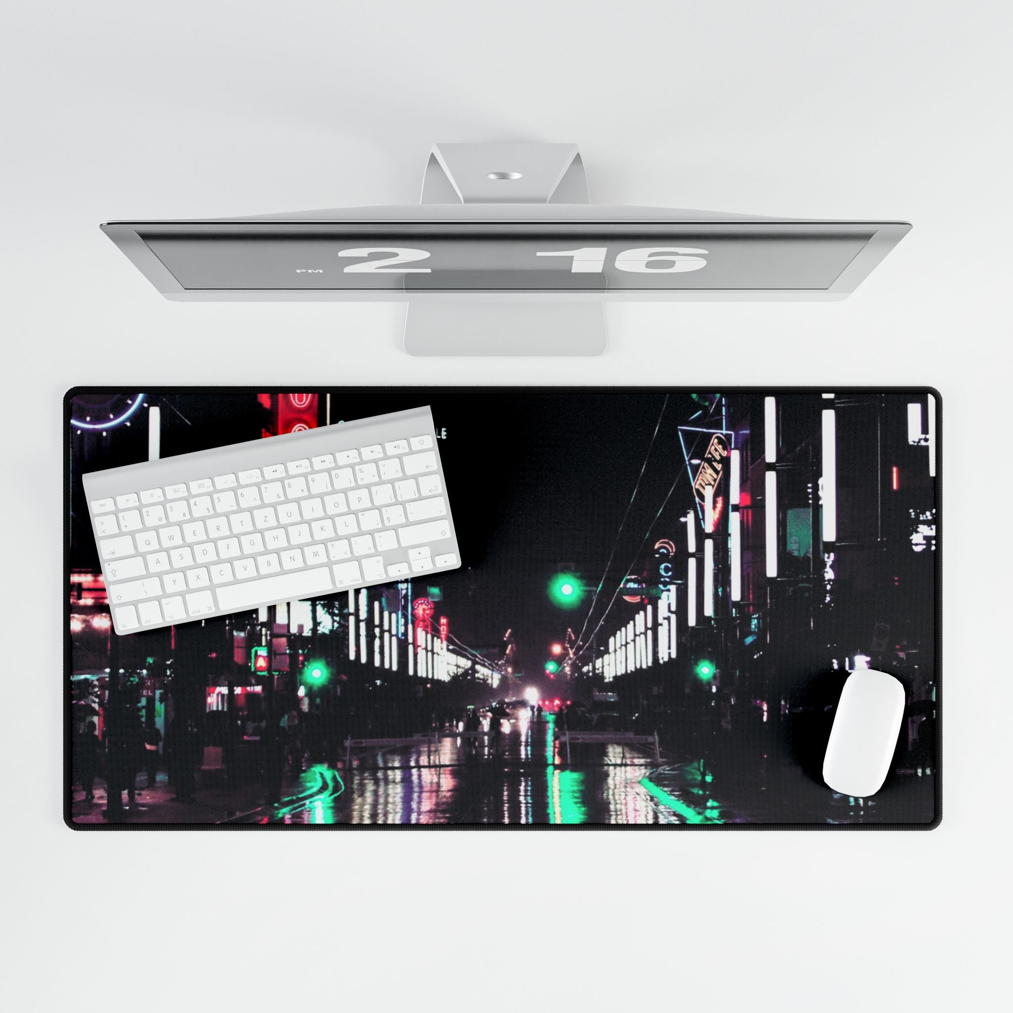 Cyberpunk Slick Street Mouse Pad - Neon Alley Desk Mat