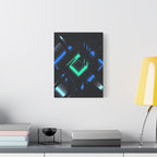 Abstract Techno Blue Canvas Wall Art - Digital Glitch Decor