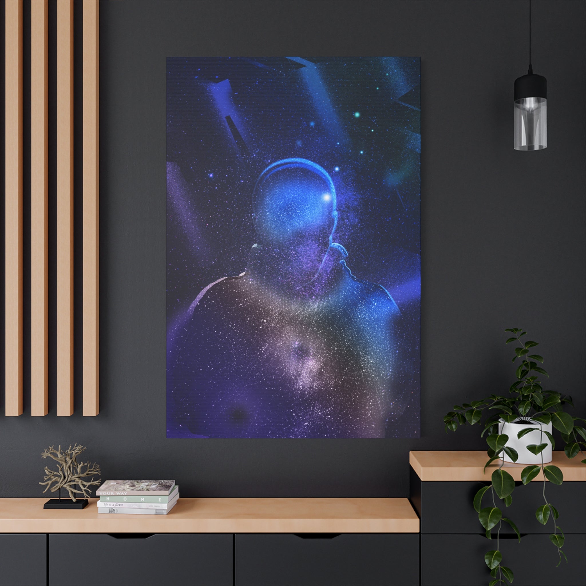 Figure in Space Canvas Wall Art - Cosmic Silhouette Decor