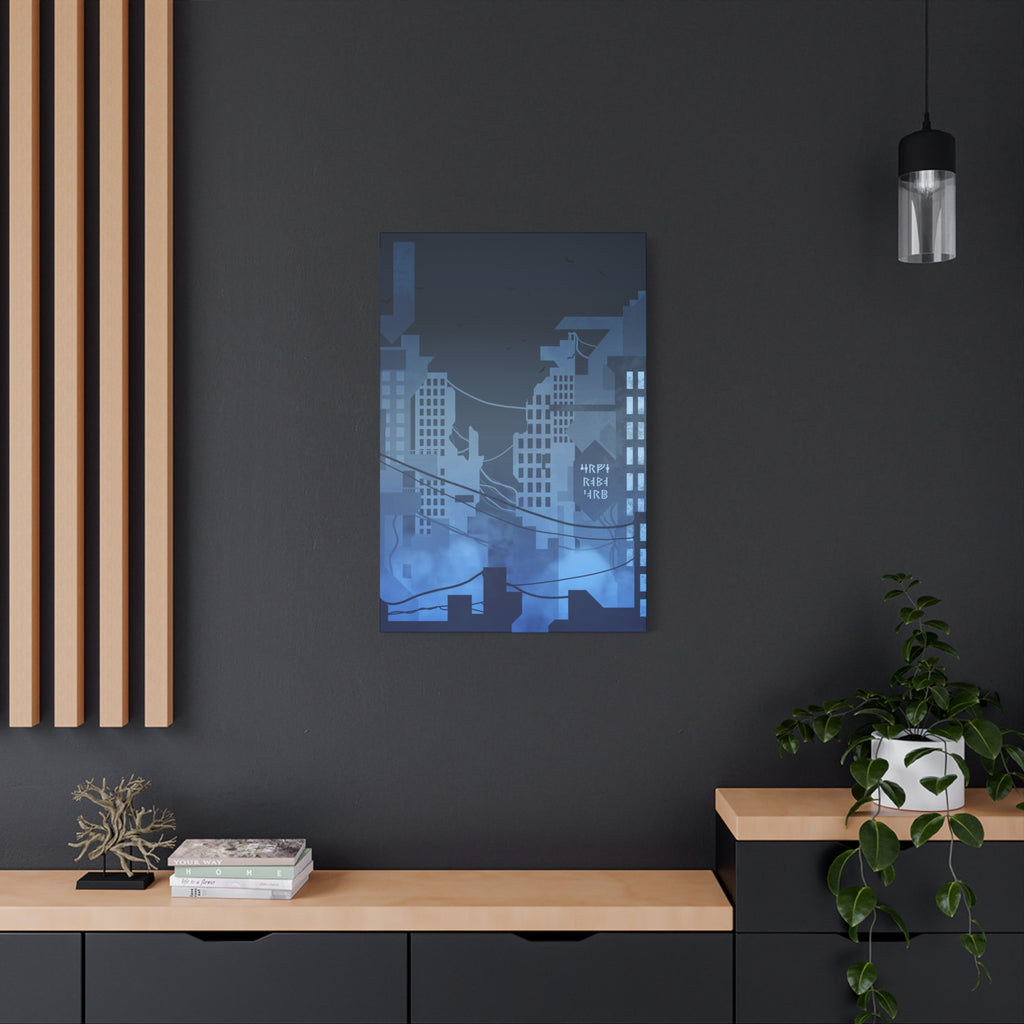 City Lights Canvas Wall Art - Neon Cyberpunk Cityscape Decor