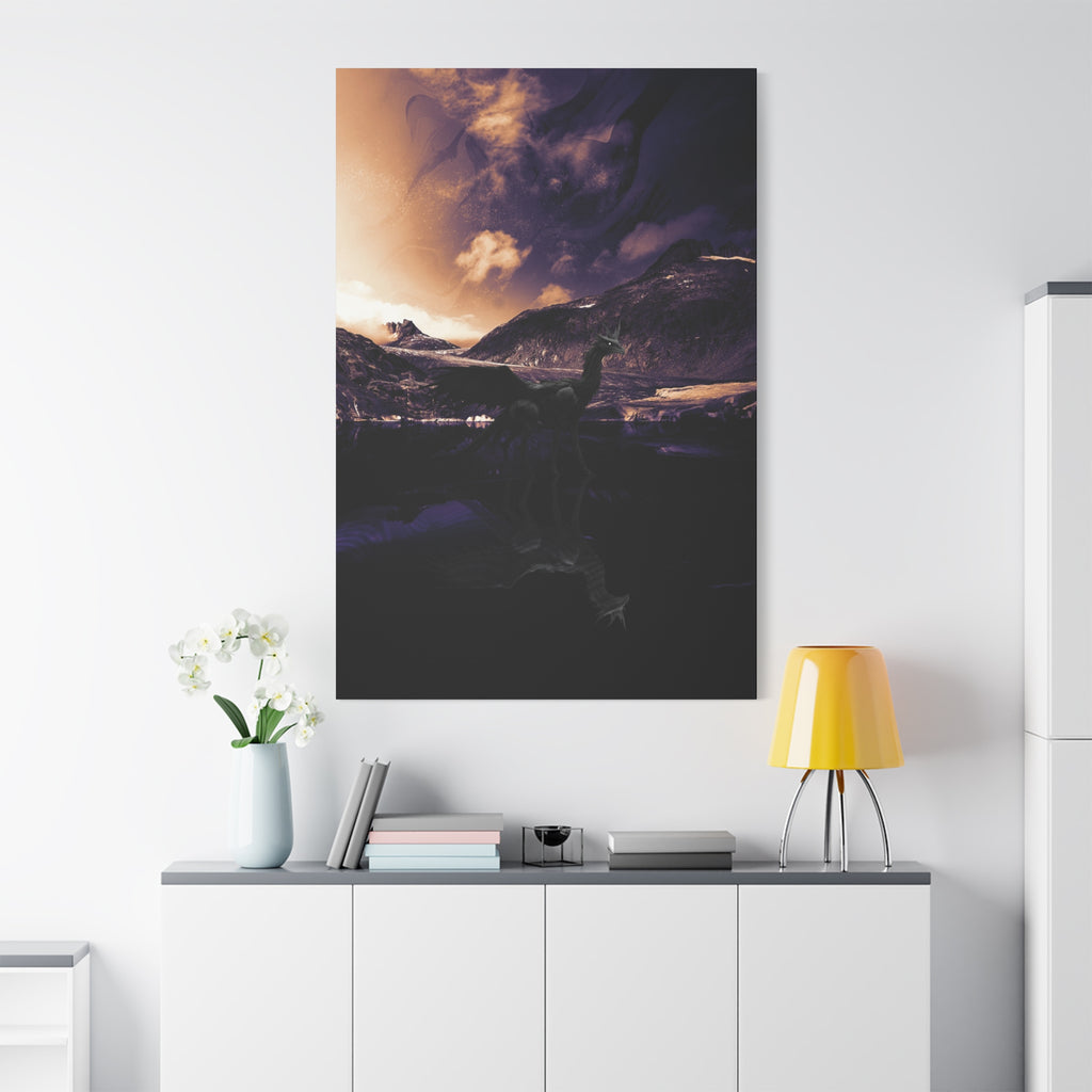 Baby Winged Dragon Canvas Wall Art - Fantasy Creature Decor