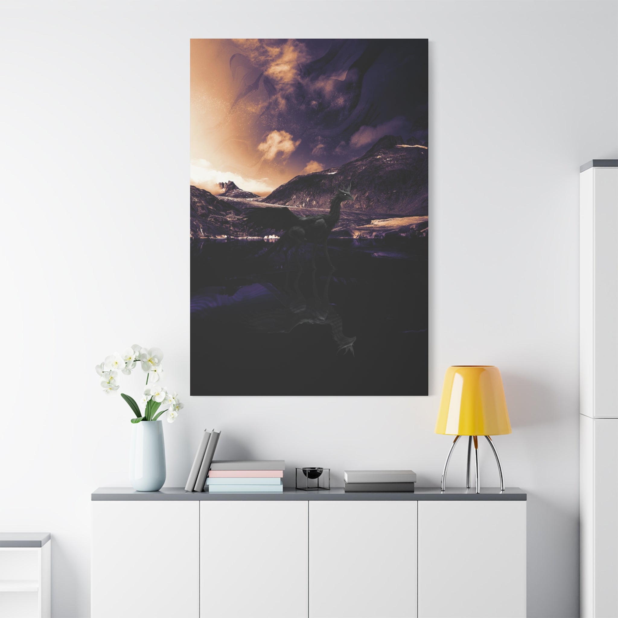 Baby Winged Dragon Canvas Wall Art - Fantasy Creature Decor
