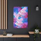 Trippy Pink and Blue Fractal Canvas Art | Surreal Abstract Sacred Geometry Wall Decor