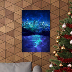 Cosmic Frosted City Skyline Poster Print - Galactic Cityscape