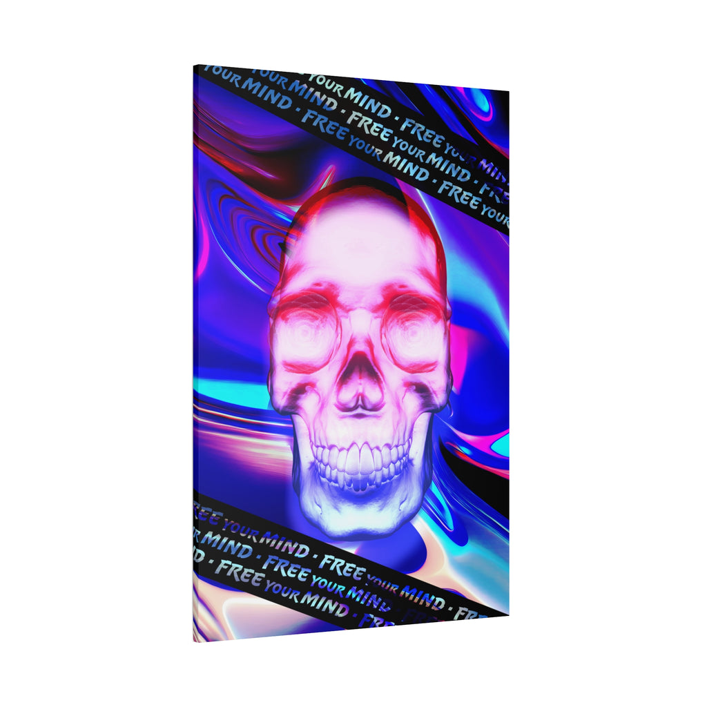 Free Your Mind Psychedelic Skull Canvas Art - Trippy Skeleton Decor