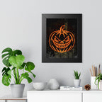 Neon Pumpkin Framed Poster - Spooky Halloween Wall Art