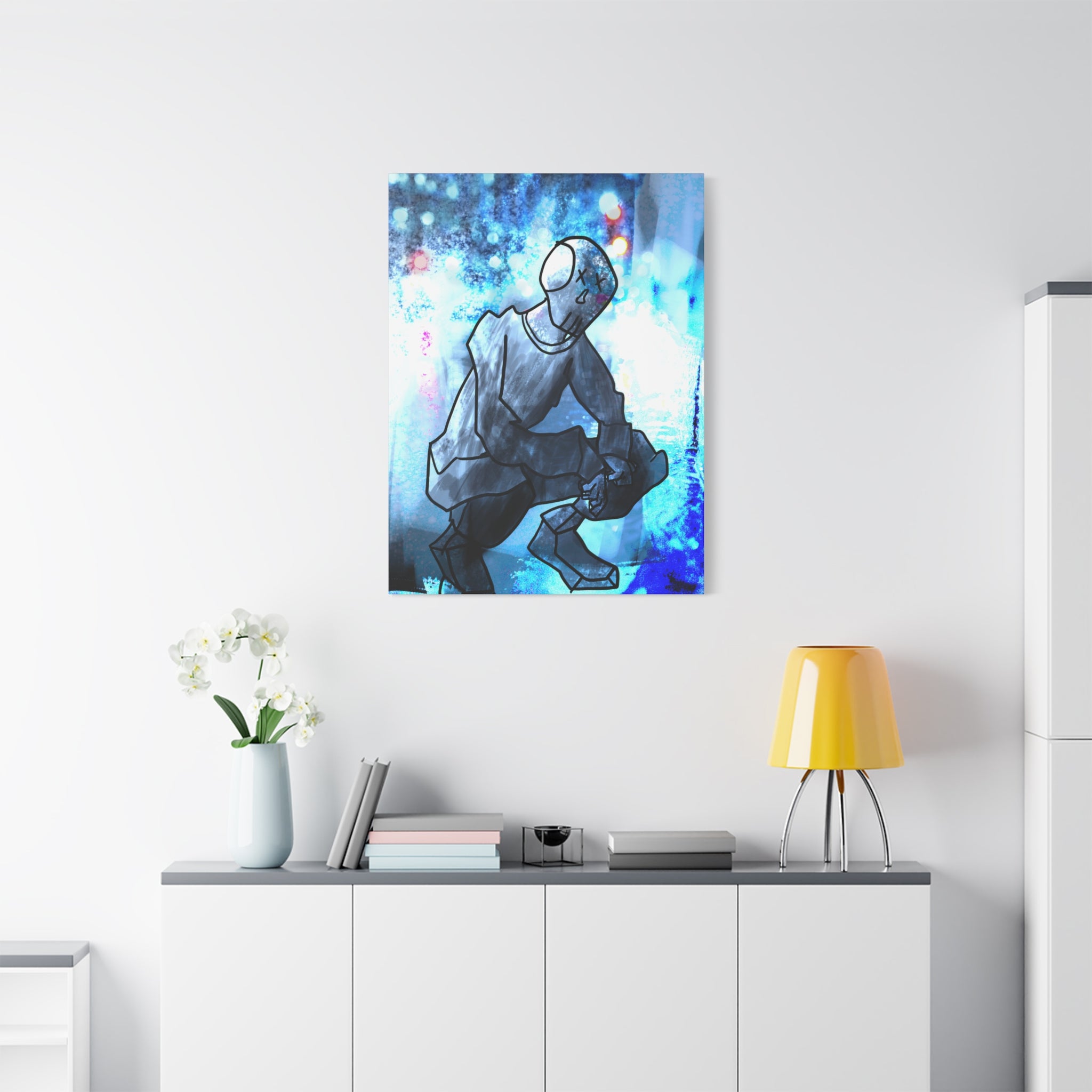 Robot Man Canvas Wall Art - Cyberpunk Android Dystopian Decor