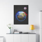 Earth Glitched Canvas Wall Art - Digital Glitch Futuristic World