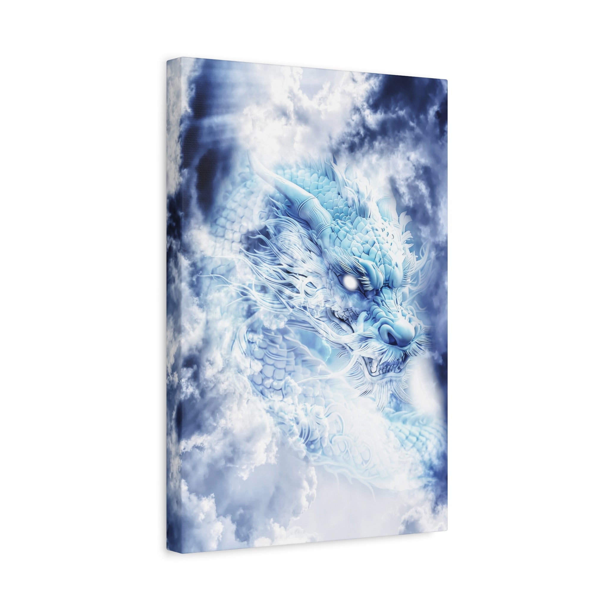 Blue Sky Dragon Canvas Wall Art - Celestial Fantasy Decor