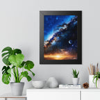 Space Sunrise Framed Poster - Cosmic Galaxy Sunrise Wall Art