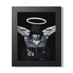 Modern Angel Framed Poster - Black & White Geometric Wings Wall Art