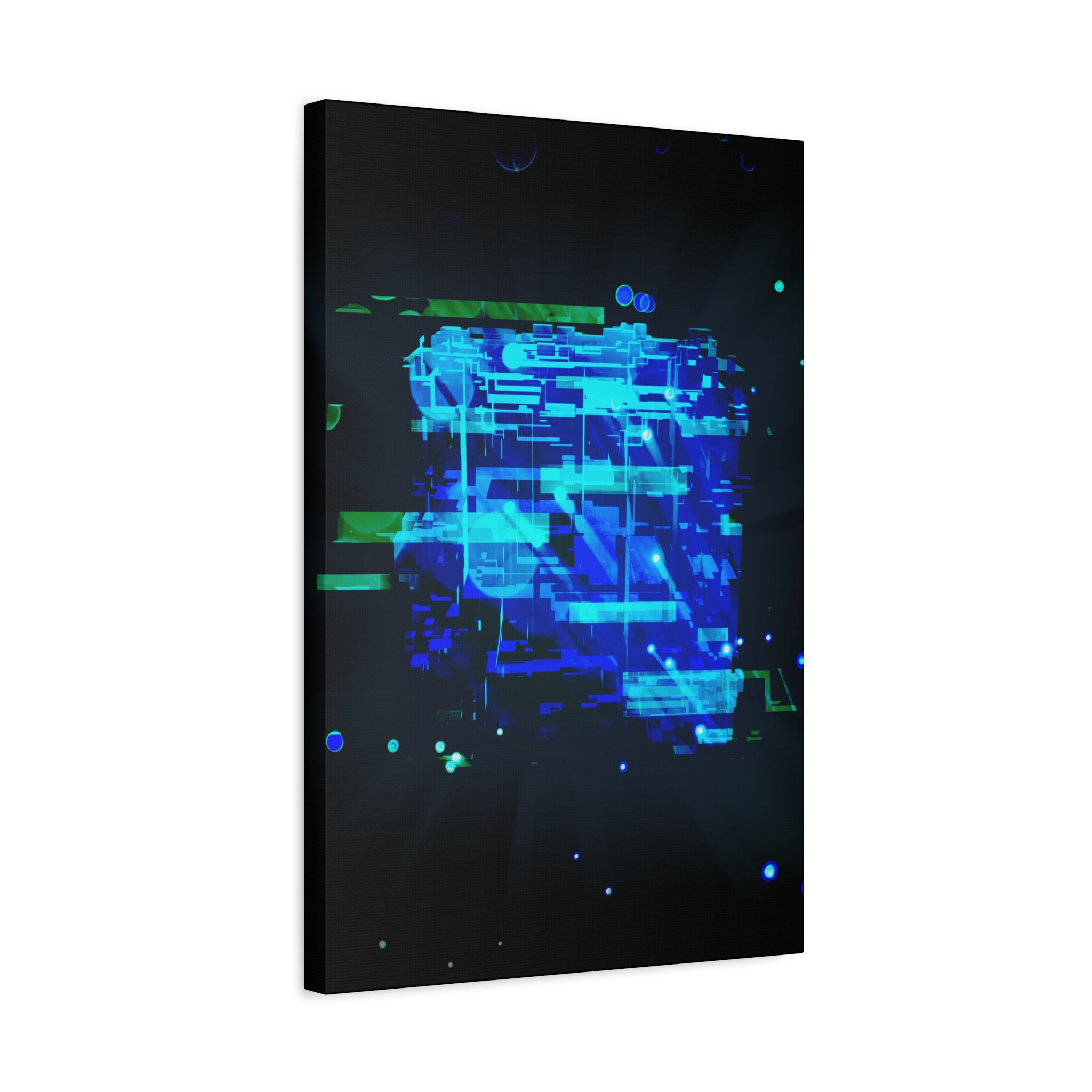 The Data Cube Sci-Fi Cyberpunk Canvas Art | Abstract Tech Futuristic Digital Wall Decor