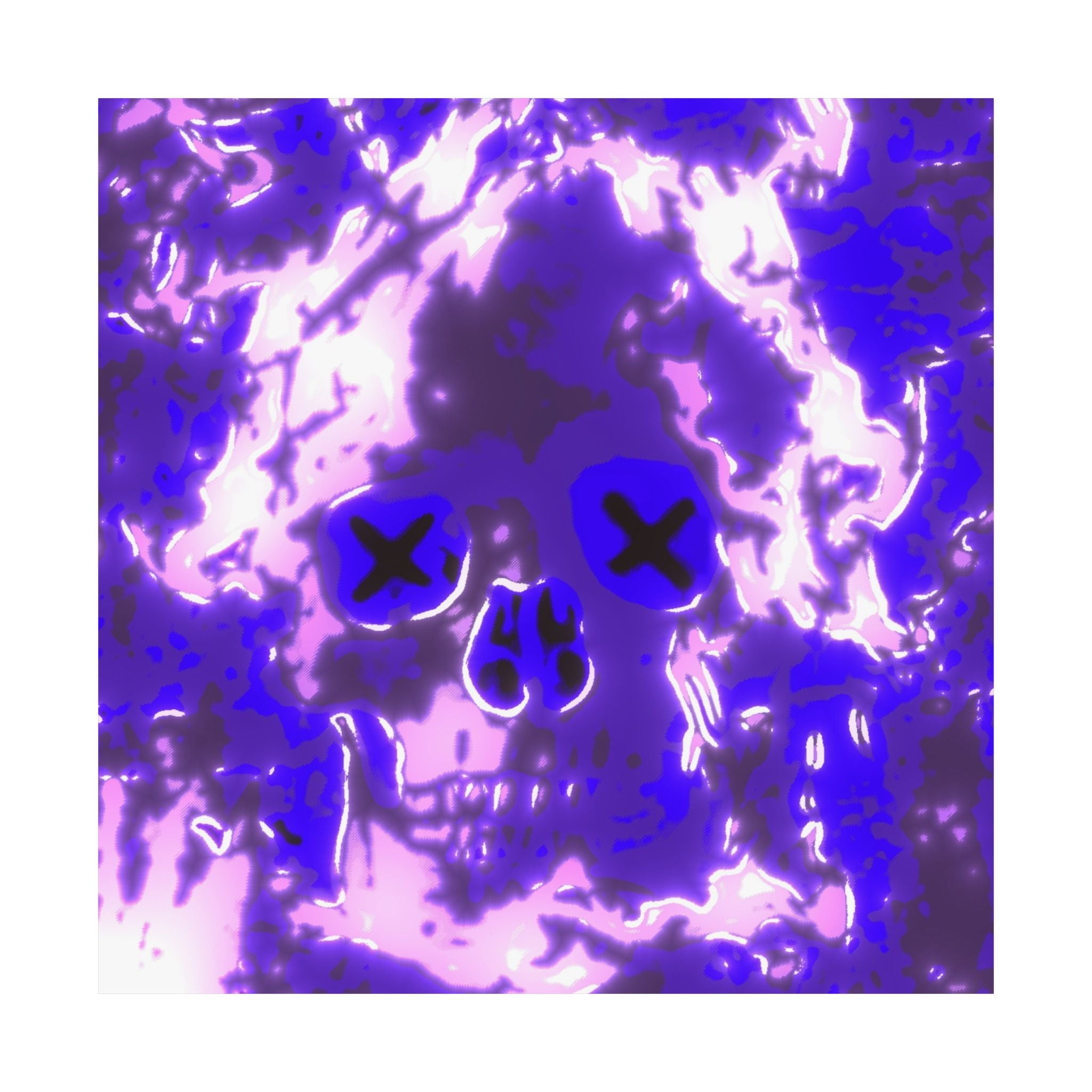 Vaporwaave Neon Skull Matte Poster Print