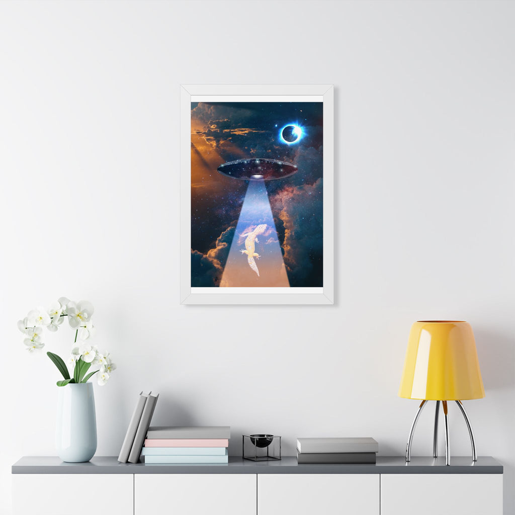 Space Lizards Framed Poster - Lizard Ufo Wall Art