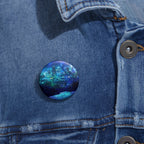 Frosted City Skyline Pin - Cosmic Cityscape Art Button
