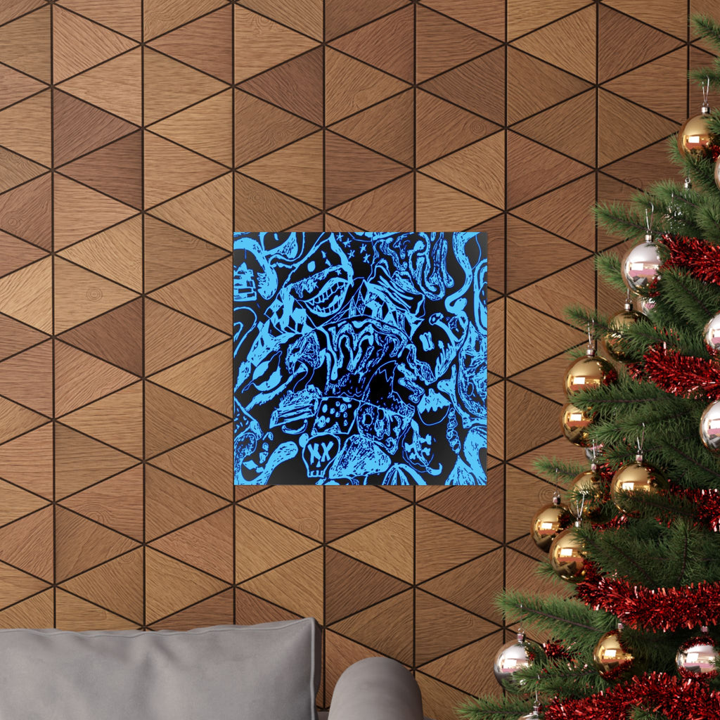 Doodles of a Lost Mind Poster - Cyan Sketchbook Doodle Art Print