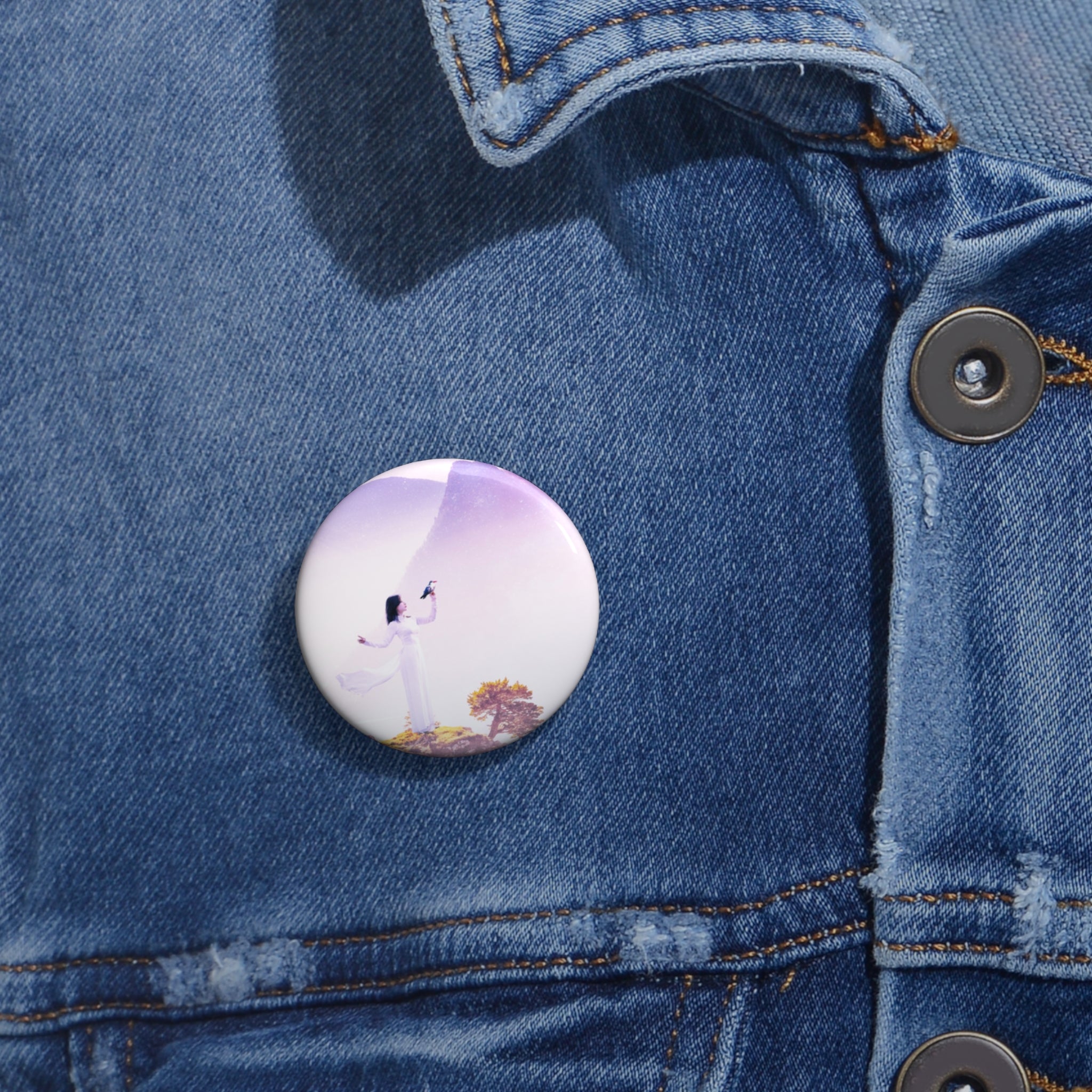 Mountain Spirit Pin - Fog Landscape Art Button