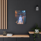 Space Lizards Canvas Wall Art - Lizard Being Abducted Ufo Decor