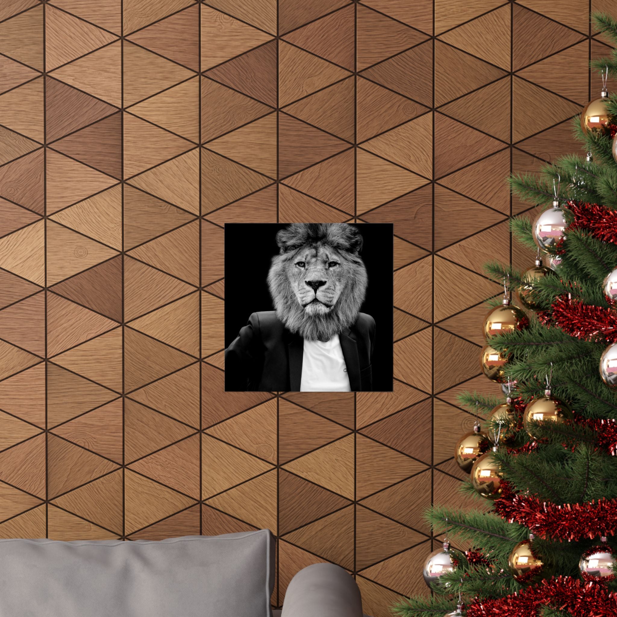 Lion in a Suit Poster - Quirky Animal Portrait Art Print