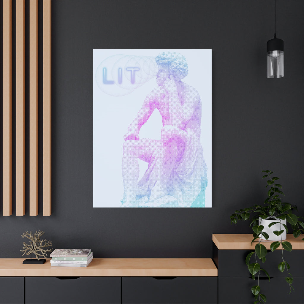 Lit Thinker Canvas Wall Art - Psychedelic Abstract Portrait Decor