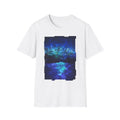 Cosmic Frosted City Skyline Graphic Tee - Night Cityscape Shirt