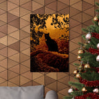 Spooky Cat in Tree Matte Vertical Poster | Premium Quality Art Print for Cat Lovers & Halloween Decor