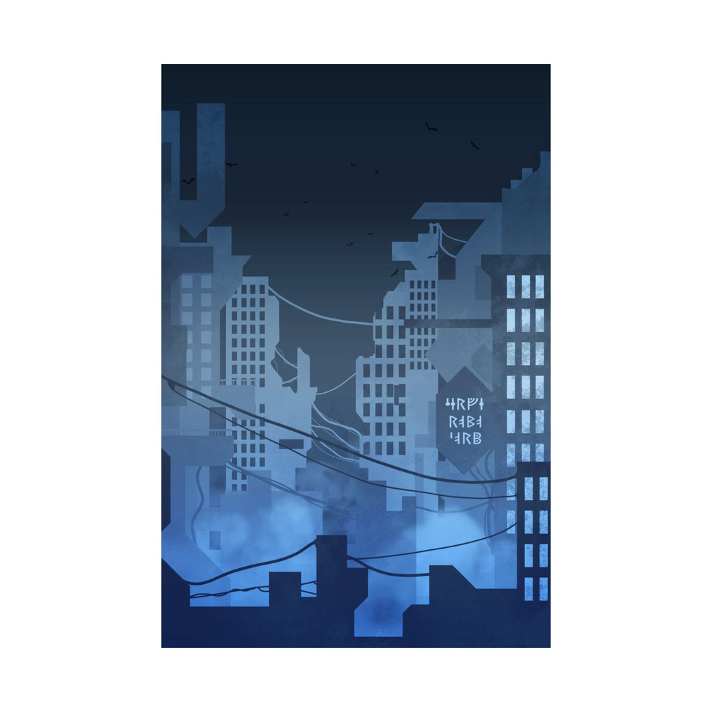 City Lights Abandoned City Poster - Cyberpunk Dystopian Art