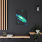 Vaporwave Green Blue Spiral Galaxy Canvas Art | Neon Retro Space Nebula Wall Decor