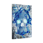 Blue Flame Skull Canvas Wall Art - Gothic Dark Fantasy Decor
