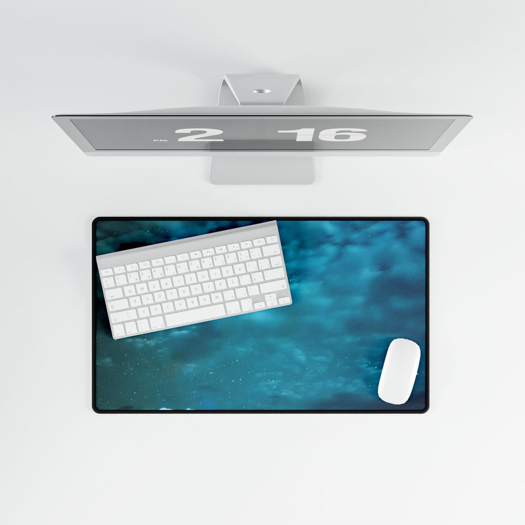 Serene Blue Sunrise Desk Mat - Calm Ocean Horizon Mouse Pad