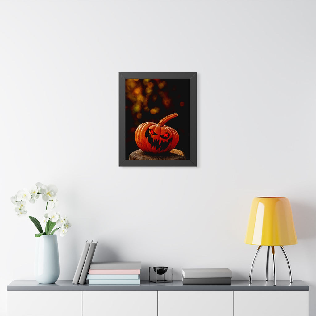 Spooky Pumpkin Framed Vertical Poster - Halloween Decor for Home & Office - Premium Quality Print