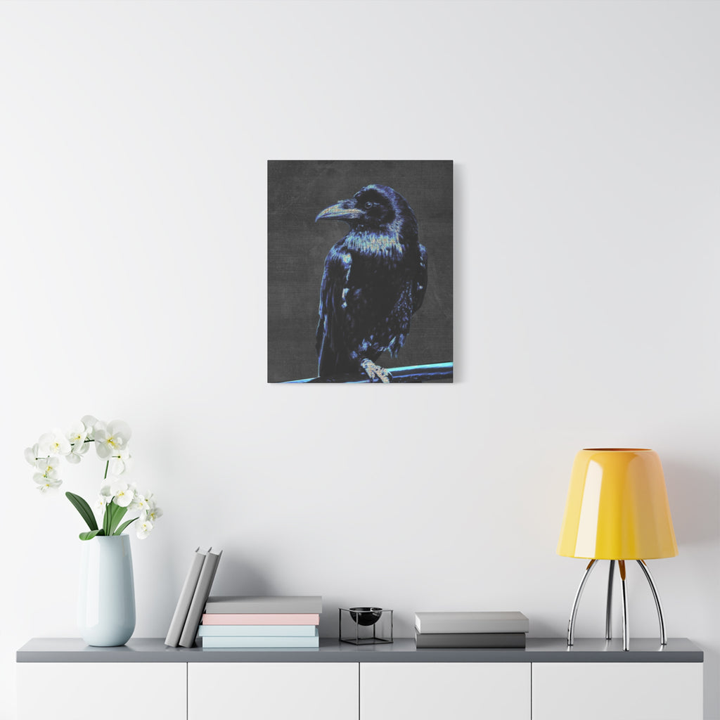 Blue Crow Canvas Wall Art - Surreal Raven Bird Decor