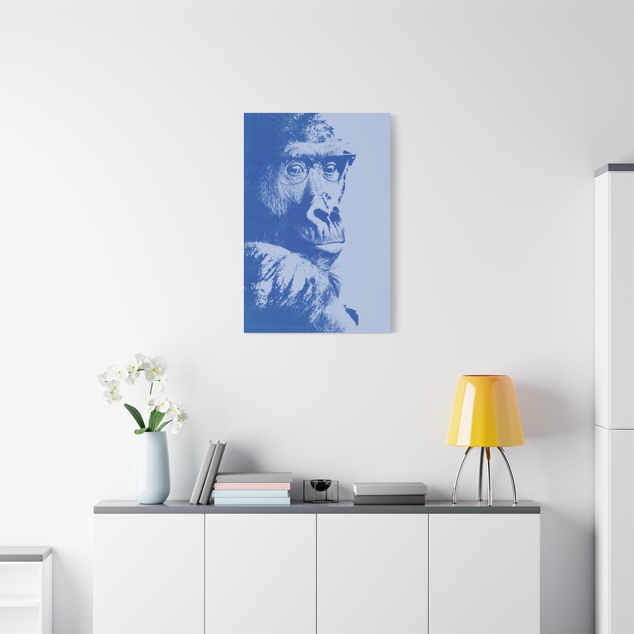Educated Gorilla Canvas Wall Art - Abstract Modern Primate Decor