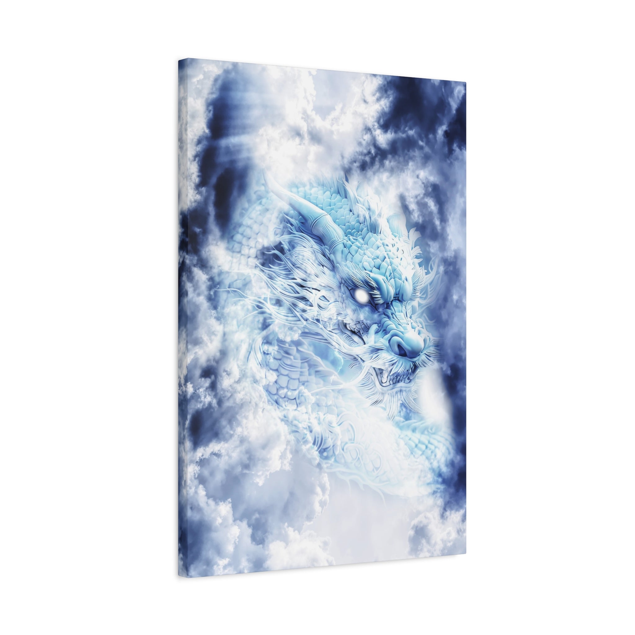 Blue Sky Dragon Canvas Wall Art - Celestial Fantasy Decor