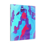 Retro Ice Cave Canvas Wall Art - Cool-Toned Glitch Winter Decor