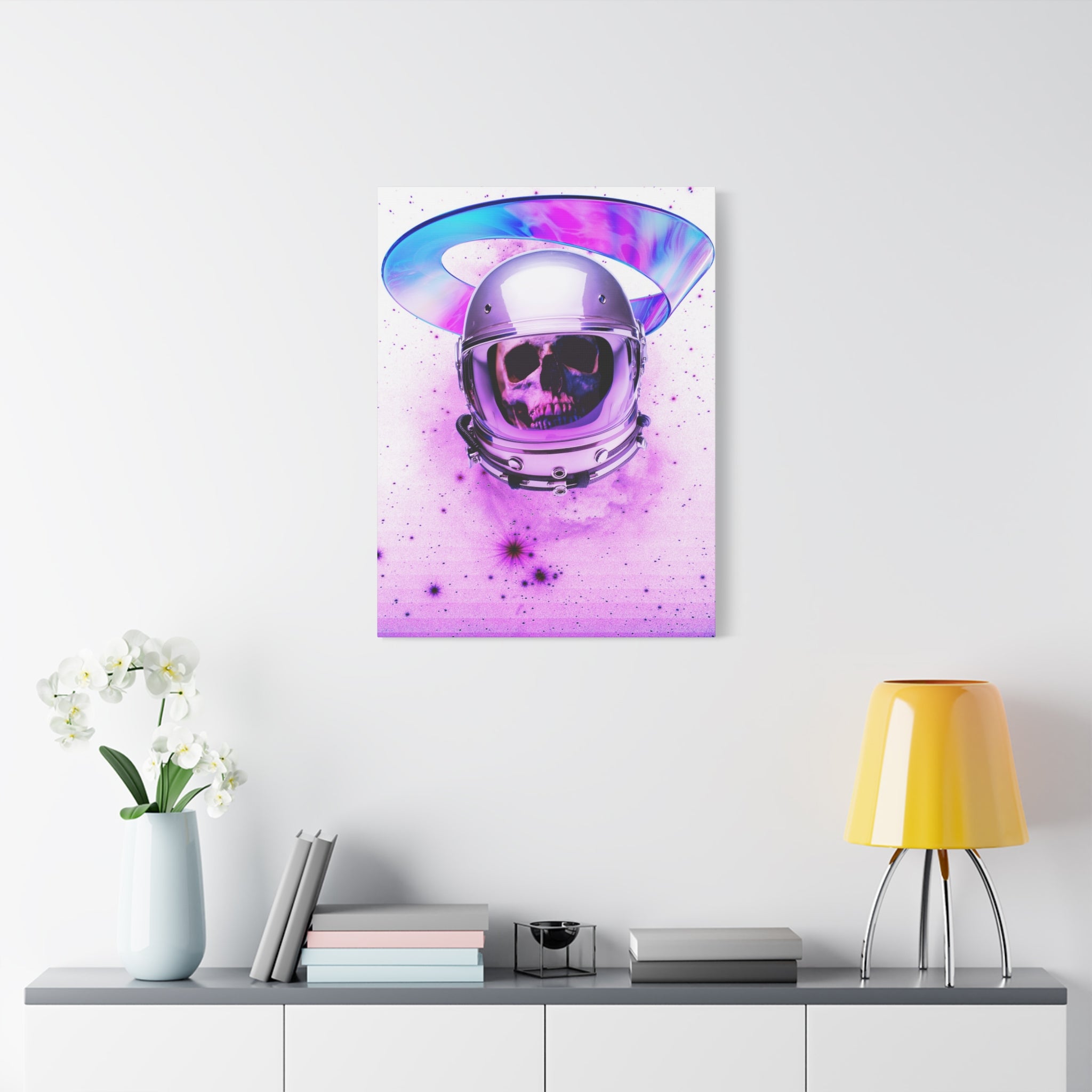 Astronaut Skeleton Skull Canvas Wall Art - Dark Space Skull Decor