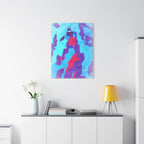 Retro Ice Cave Canvas Wall Art - Cool-Toned Glitch Winter Decor